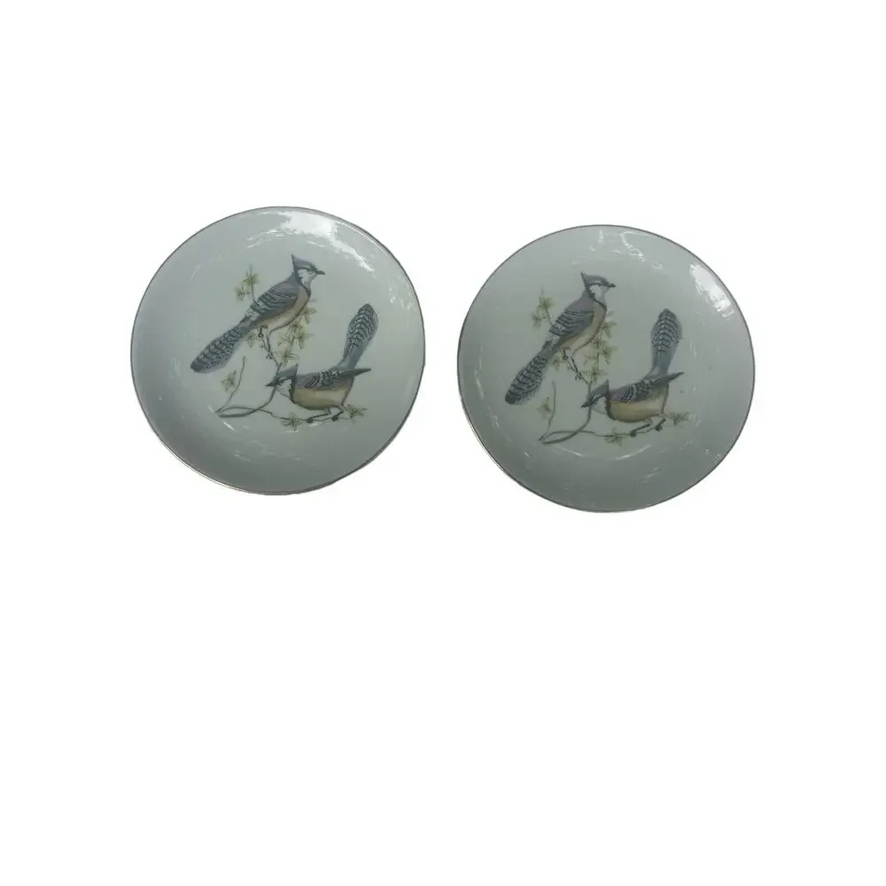 Vintage pair (2) 6” Chadwick Miller Plates Blue Jay Birds